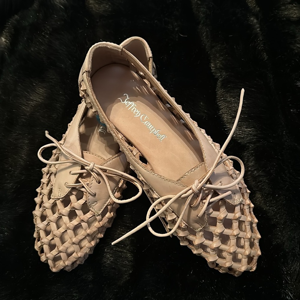 Jeffrey Campbell Zahra Women's Tan Woven Flats - Picture 6 of 6